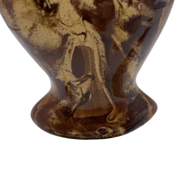 Vtg Clays in Calico Pottery Vase Marbled Brown Cream Signed Cardwell MT 1987 11" - Picture 7 of 9